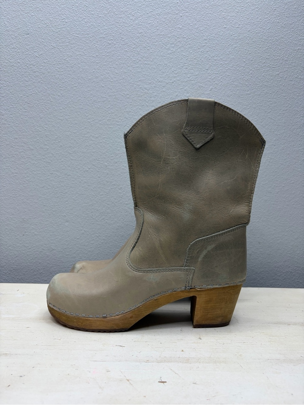 Sanita Grey Leather Clog Boots Size 38